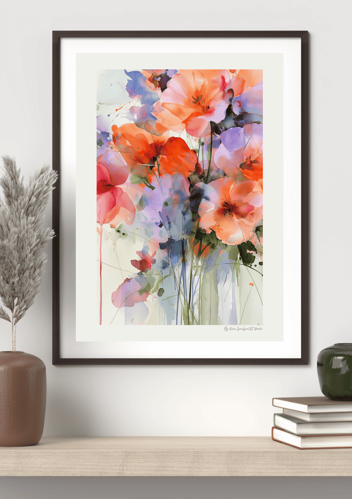 Vibrant Bouquet Wall Art – Watercolour Floral Print | NI Nordic