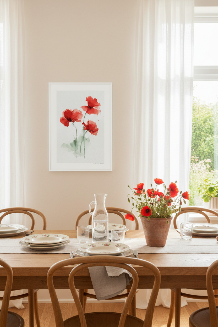 Red Poppy Dining Room Mockup